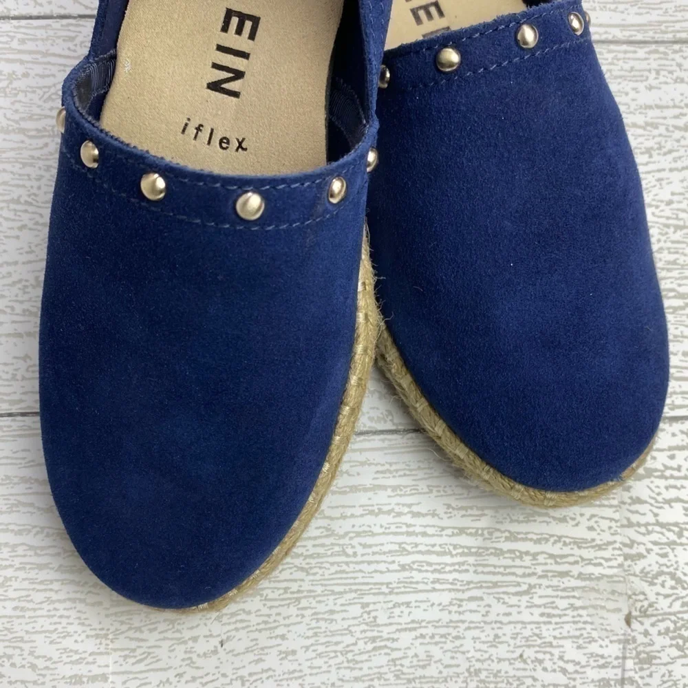 Anne Klein Kaily navy blue suede espadrille slip on flats size 6.5